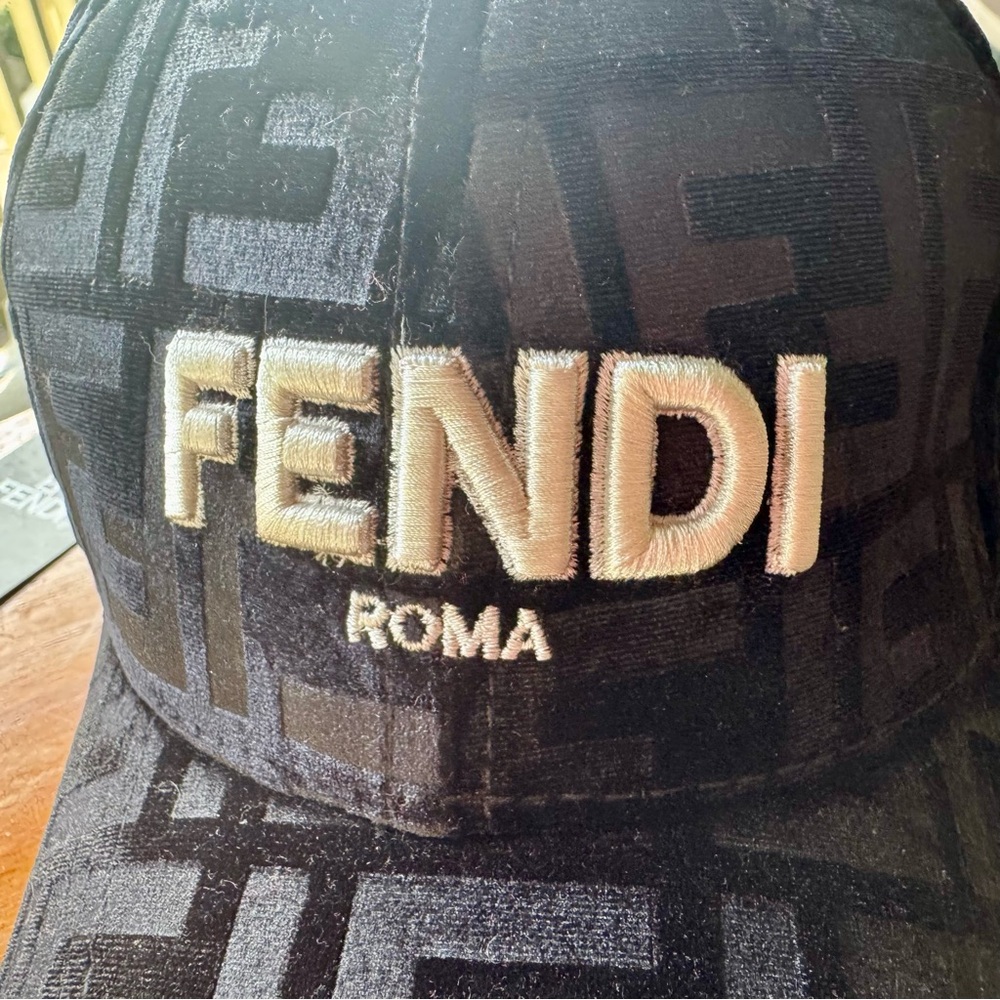 Fendi Black and Gray Logo Cap